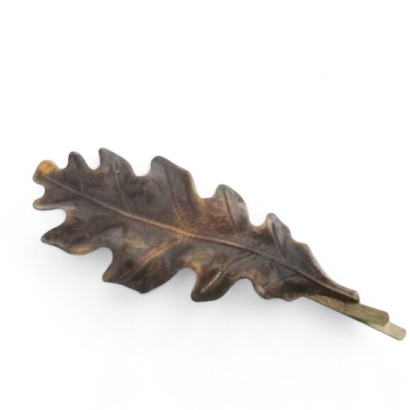 Boho Leaf Hair Pin Brown Metallic Bobby Pin Autumn Wedding Hair Accessory - Picture 1 of 2
